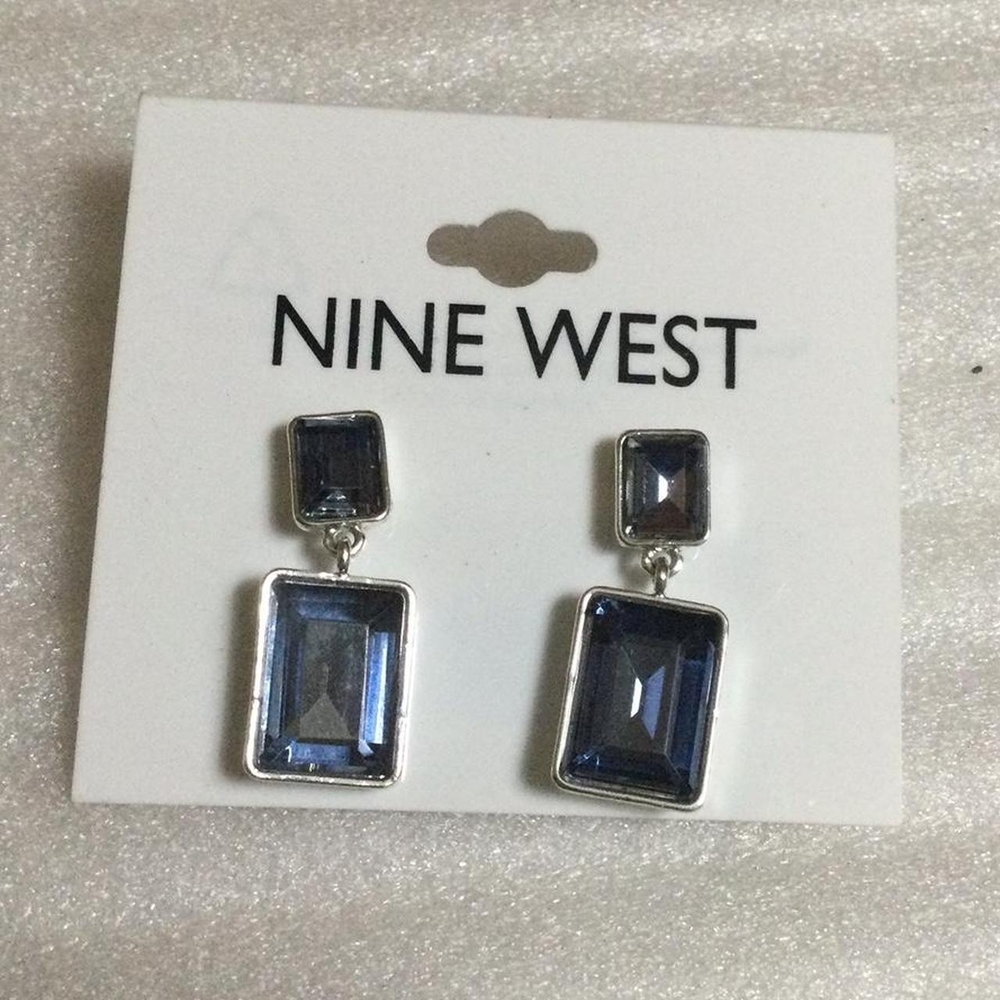 Nine West Silver and Dark Blue Earrings